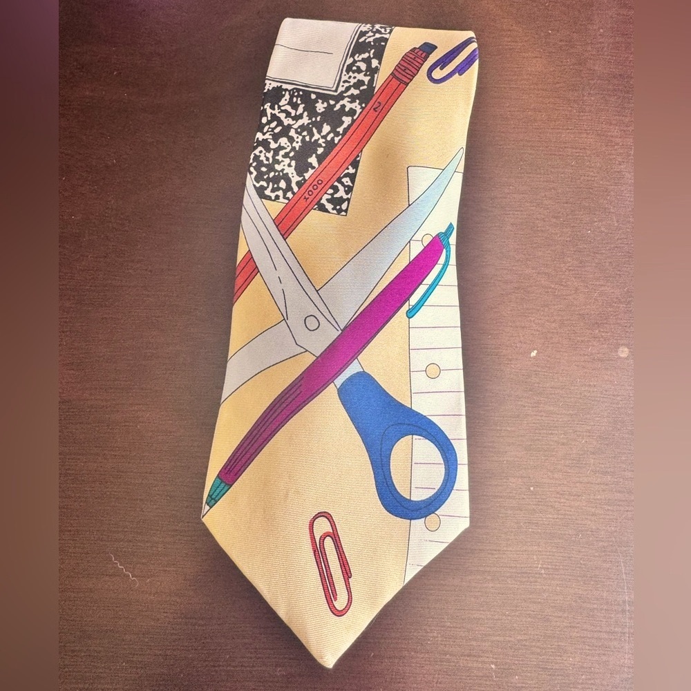 Save The Children 100% Silk Tie “Tools for Learning” Teacher vintage 90’s
